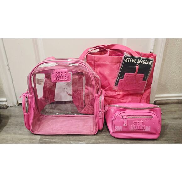 Steve Madden BIrma/BShimmer Backpack,  Belt & Tote Bag, ^ Luggage Tag- Pink main image 7